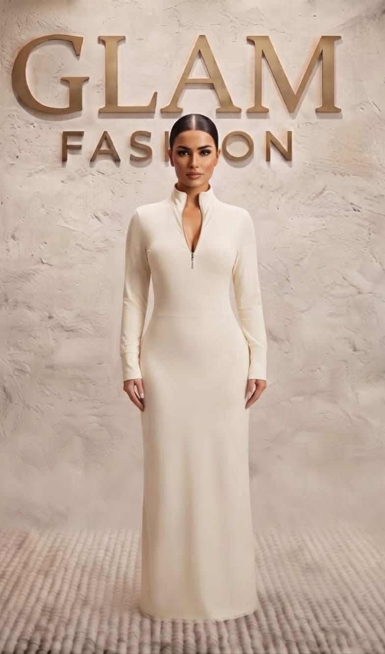 Vestido crema largo