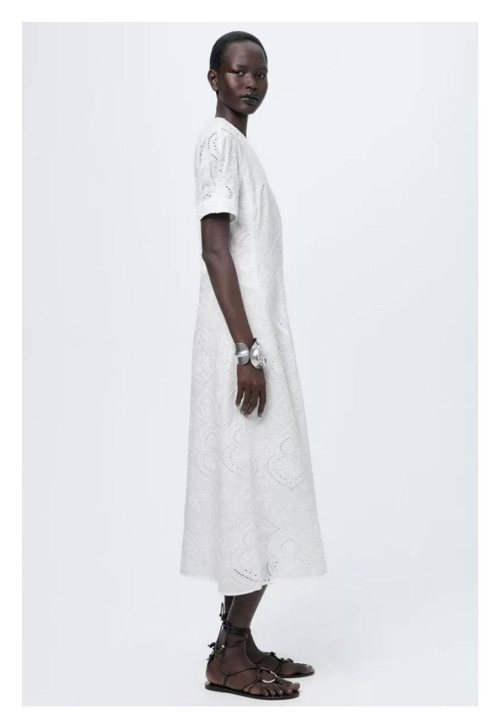 Vestido blanco midi manga corta