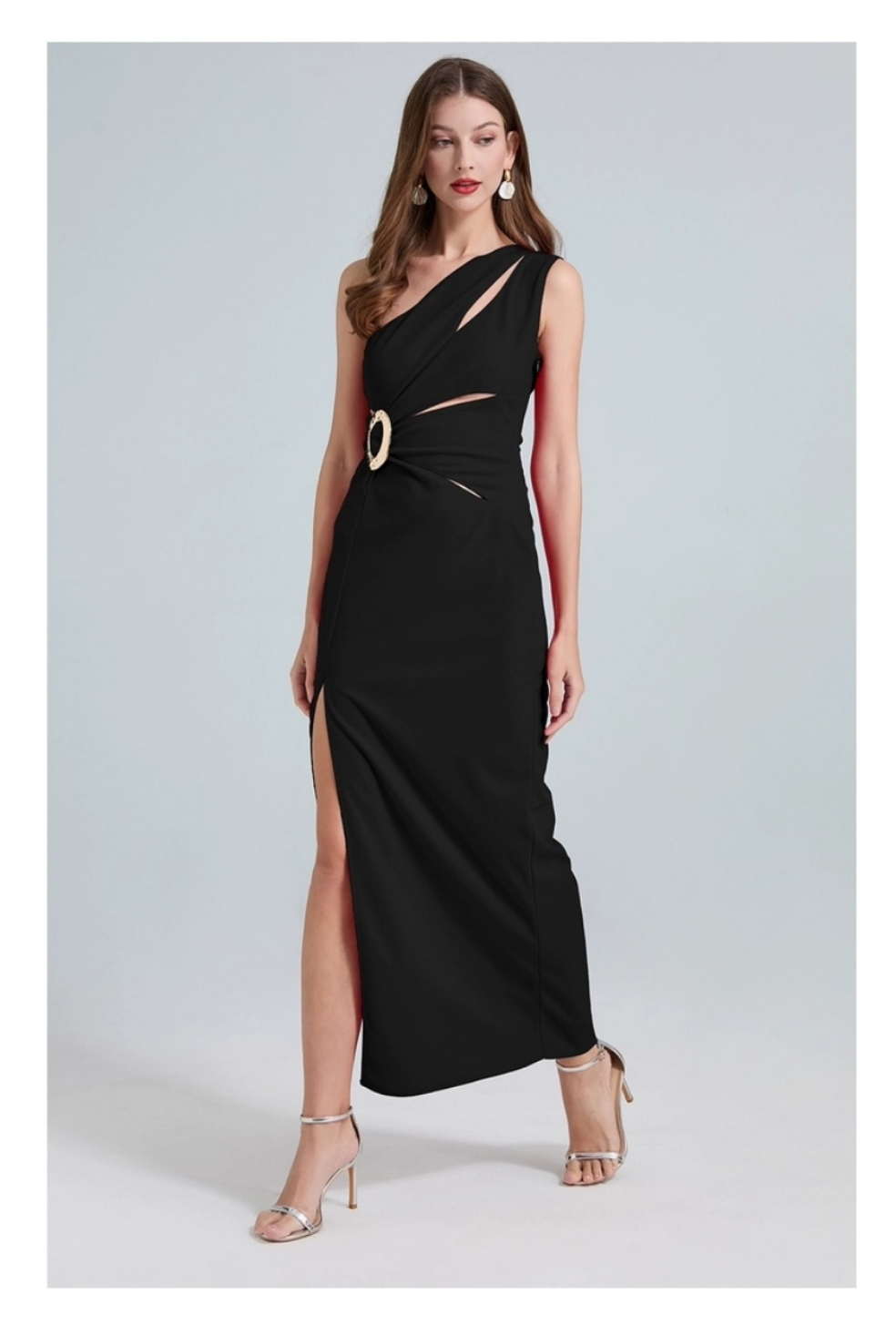 Vestido lapiz 1 hombro negro