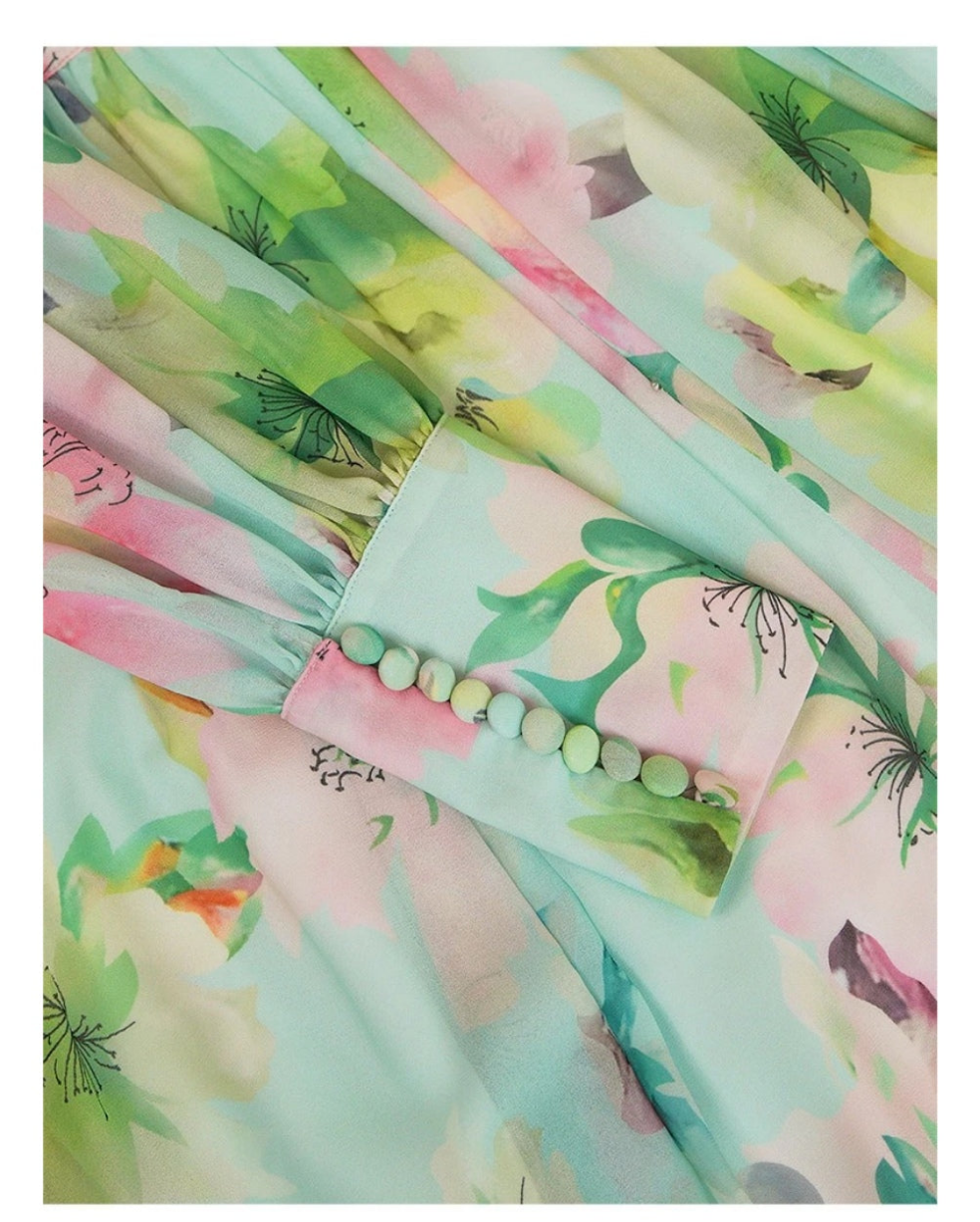 Vestido menta floreado