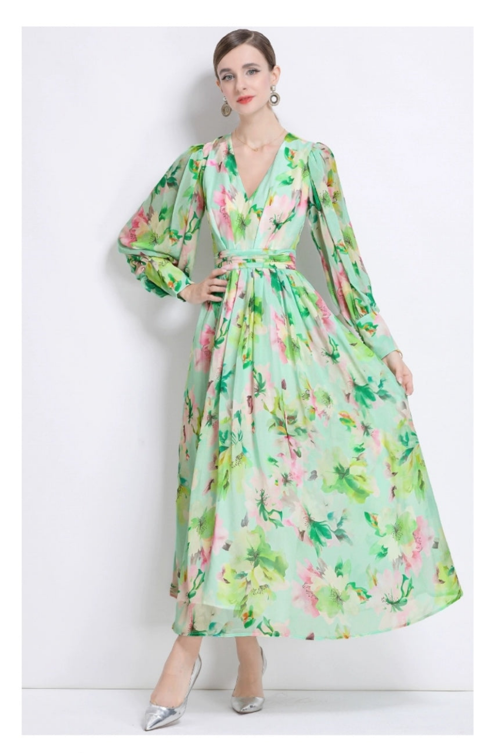 Vestido menta floreado