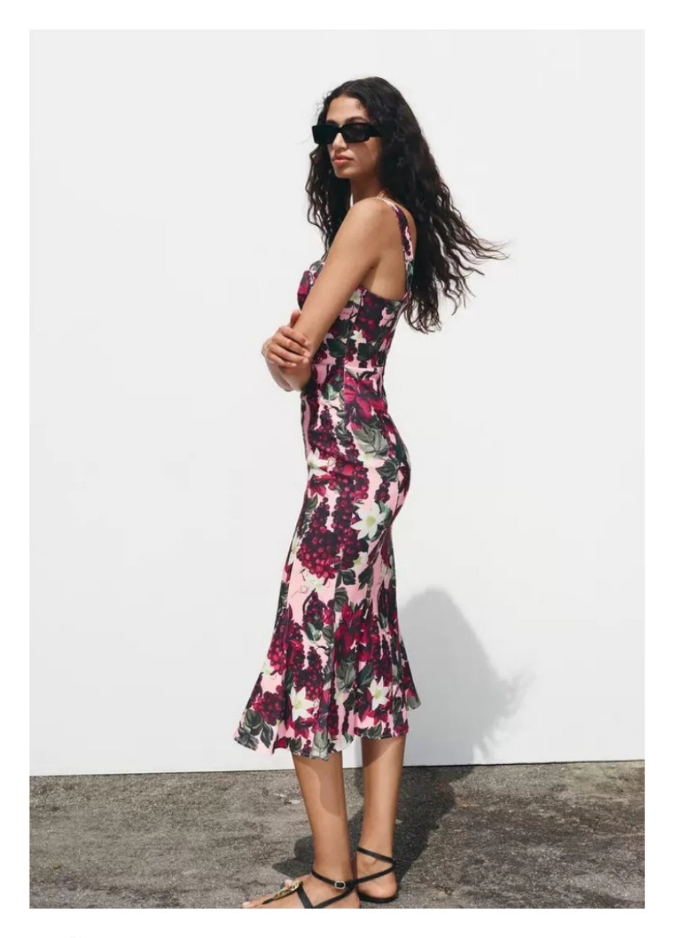Vestido floral rosa morado