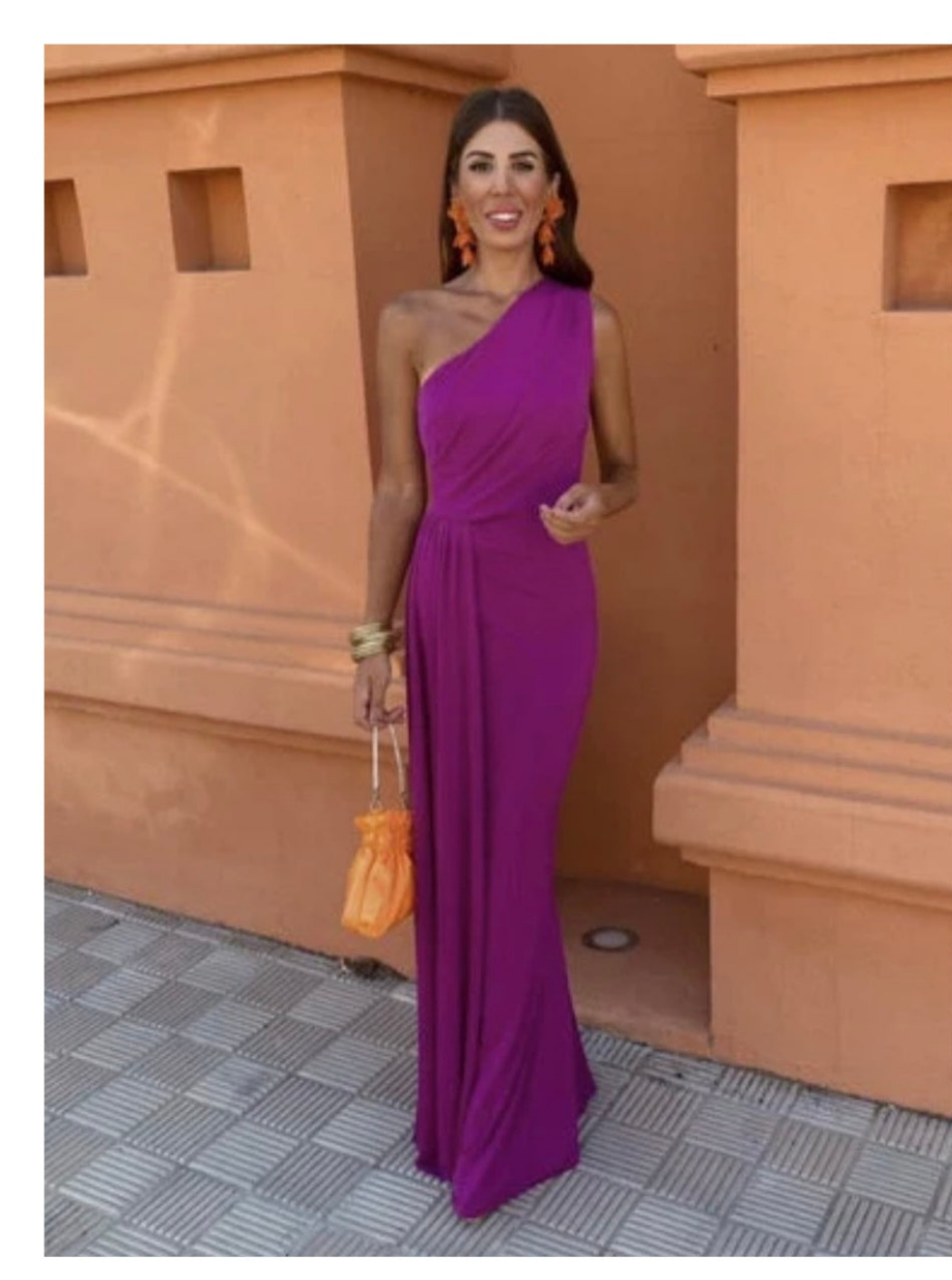 Vestido morado 1 hombro
