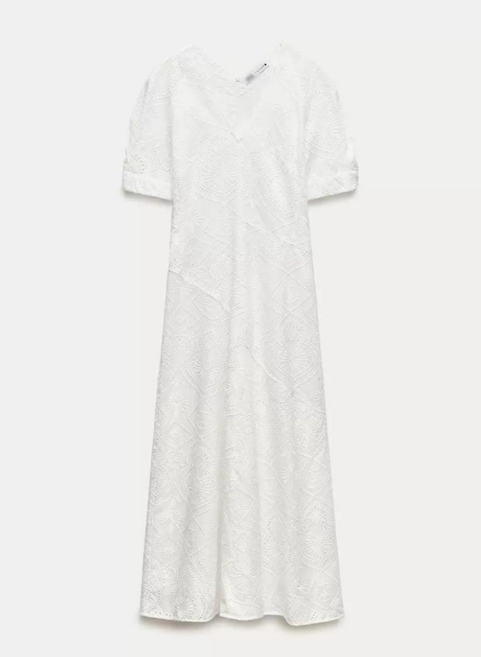 Vestido blanco midi manga corta