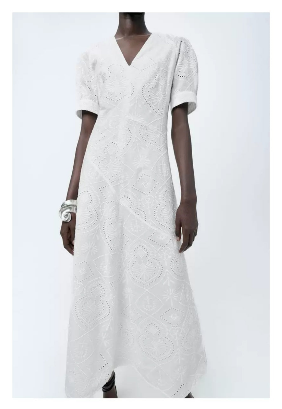 Vestido blanco midi manga corta
