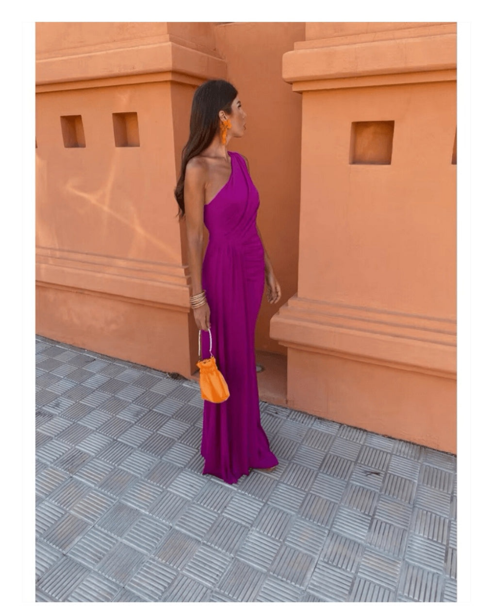 Vestido morado 1 hombro