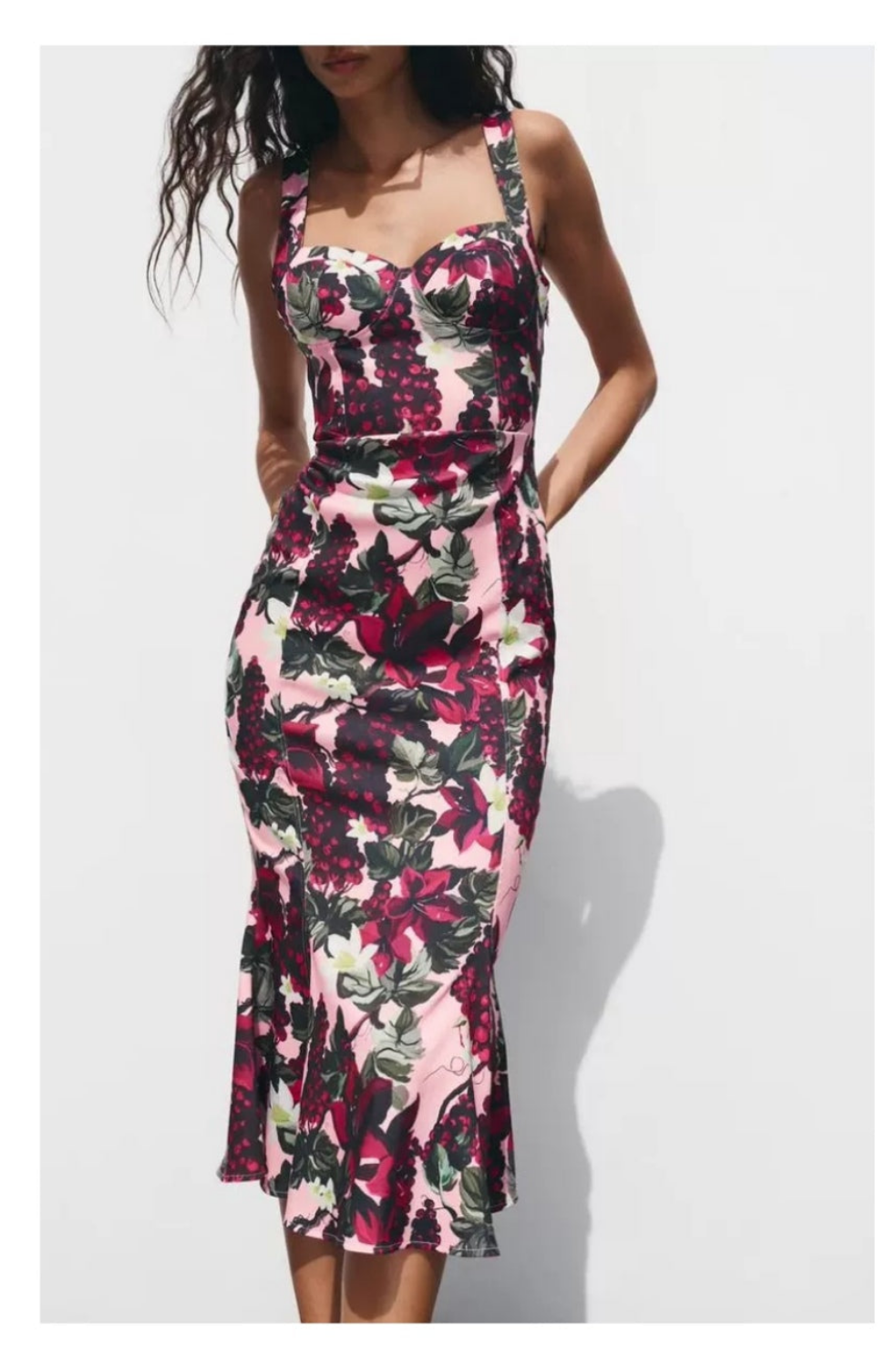 Vestido floral rosa morado