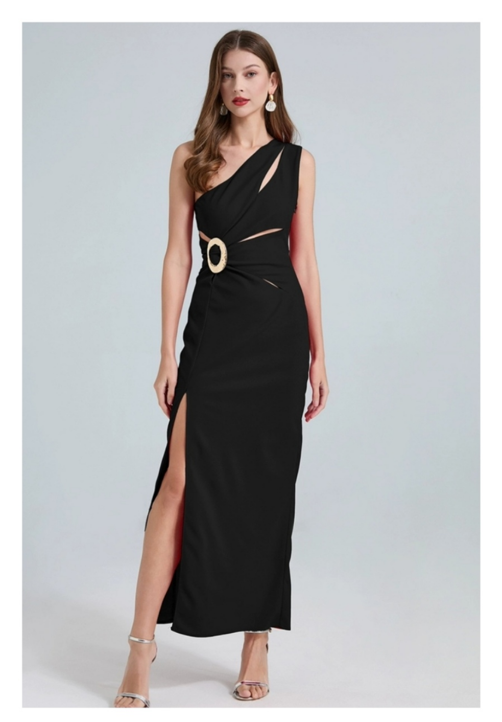 Vestido lapiz 1 hombro negro