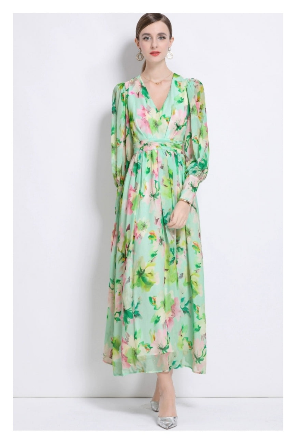 Vestido menta floreado