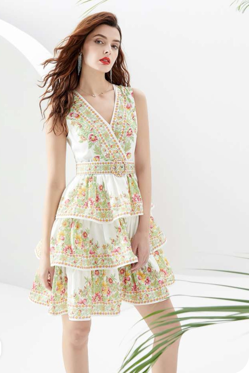 Vestido blanco corto flores