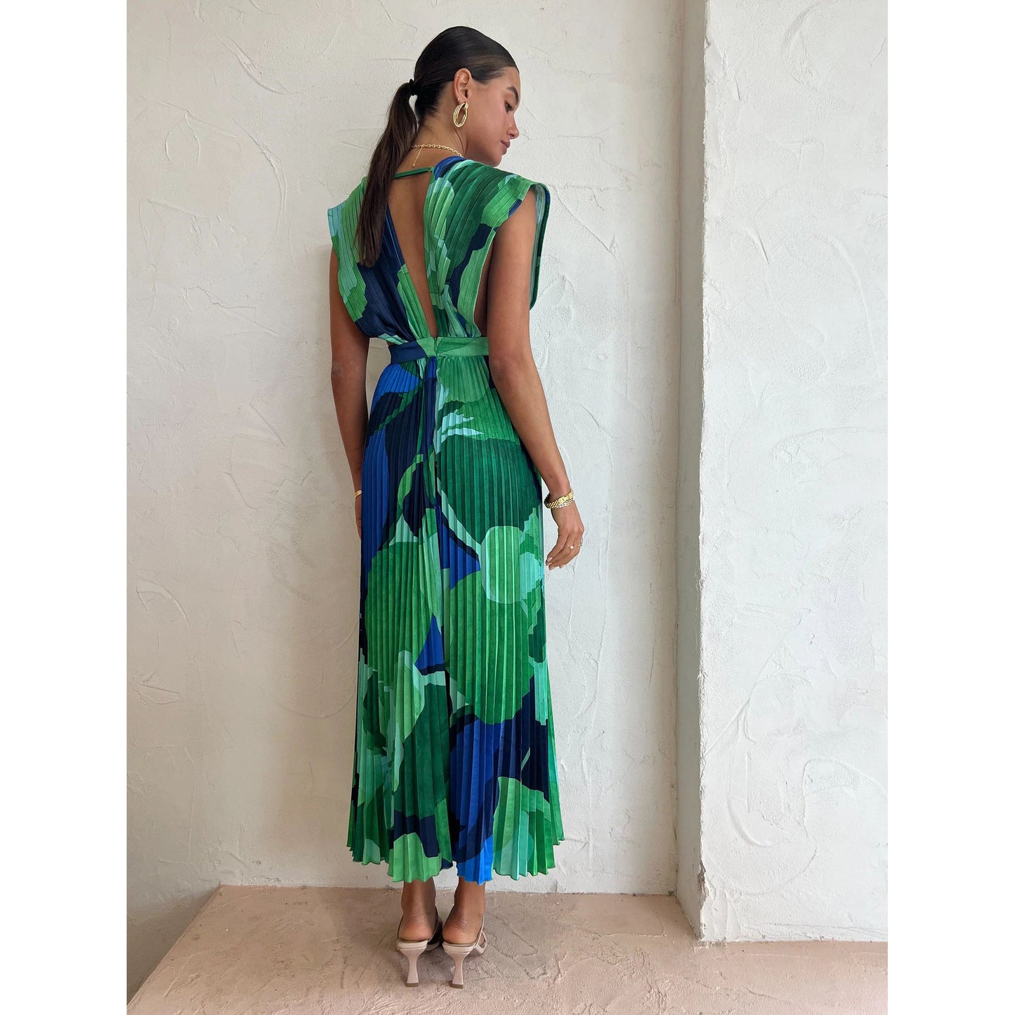Vestido verde azul pisado
