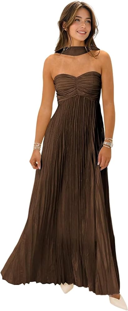 Vestido café strapless