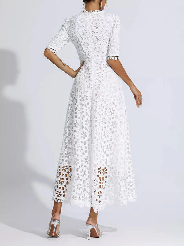 Vestido blanco, manga 3/4