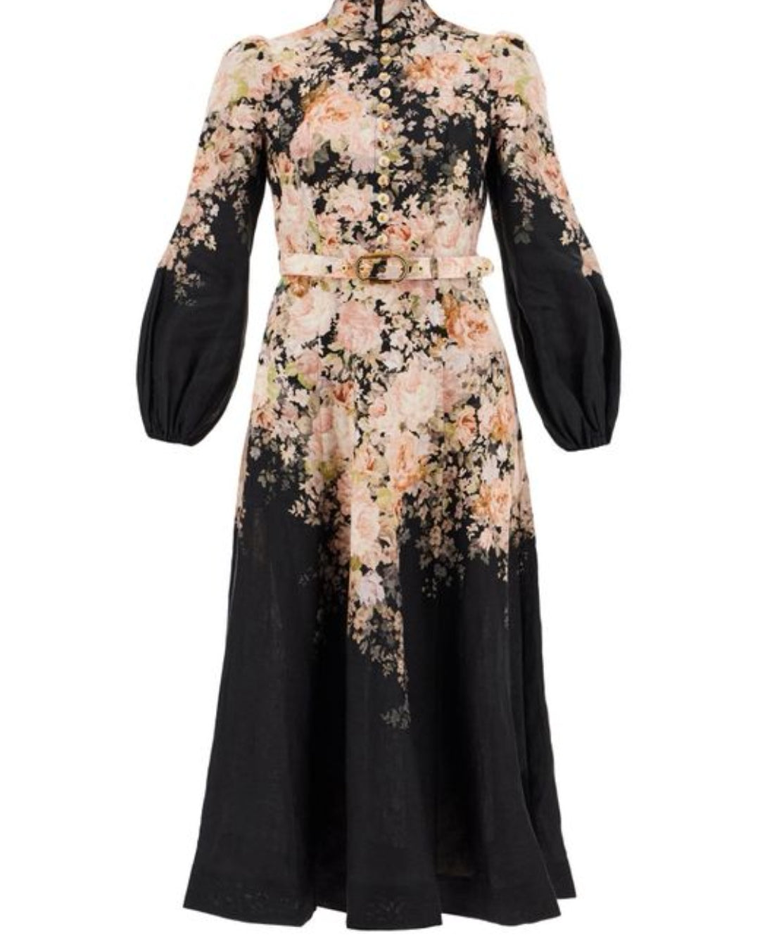 Vestido Paola negro flores midi