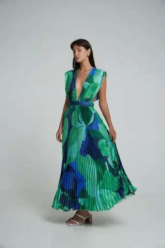 Vestido verde azul pisado
