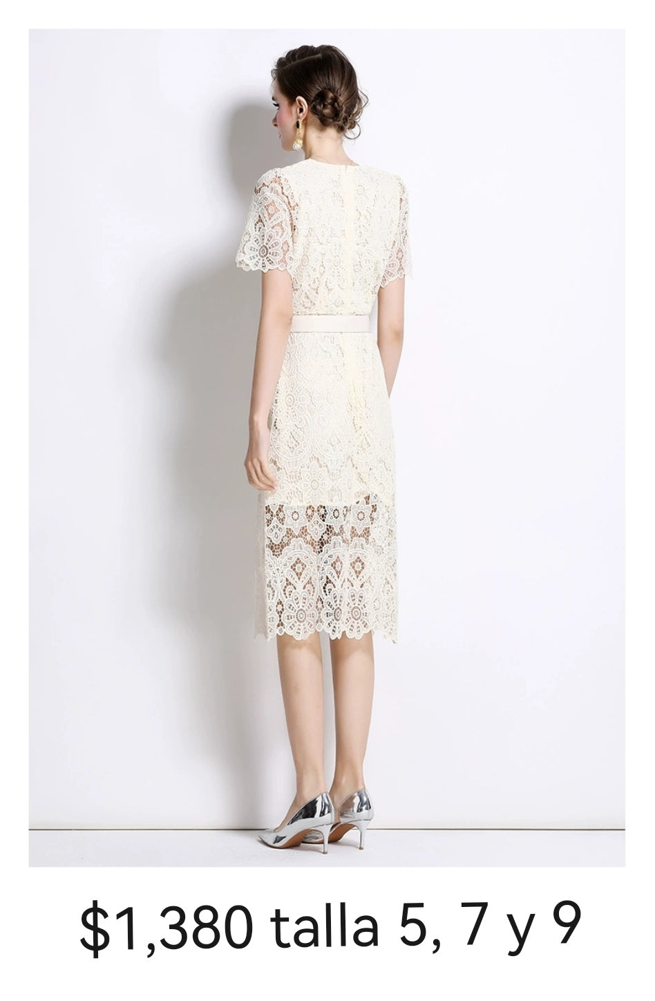 Vestido encaje beige