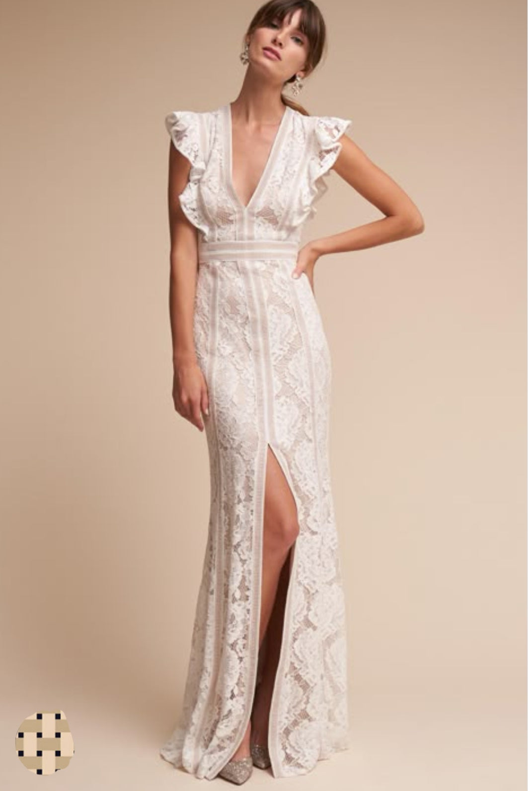 Vestido encaje color perla