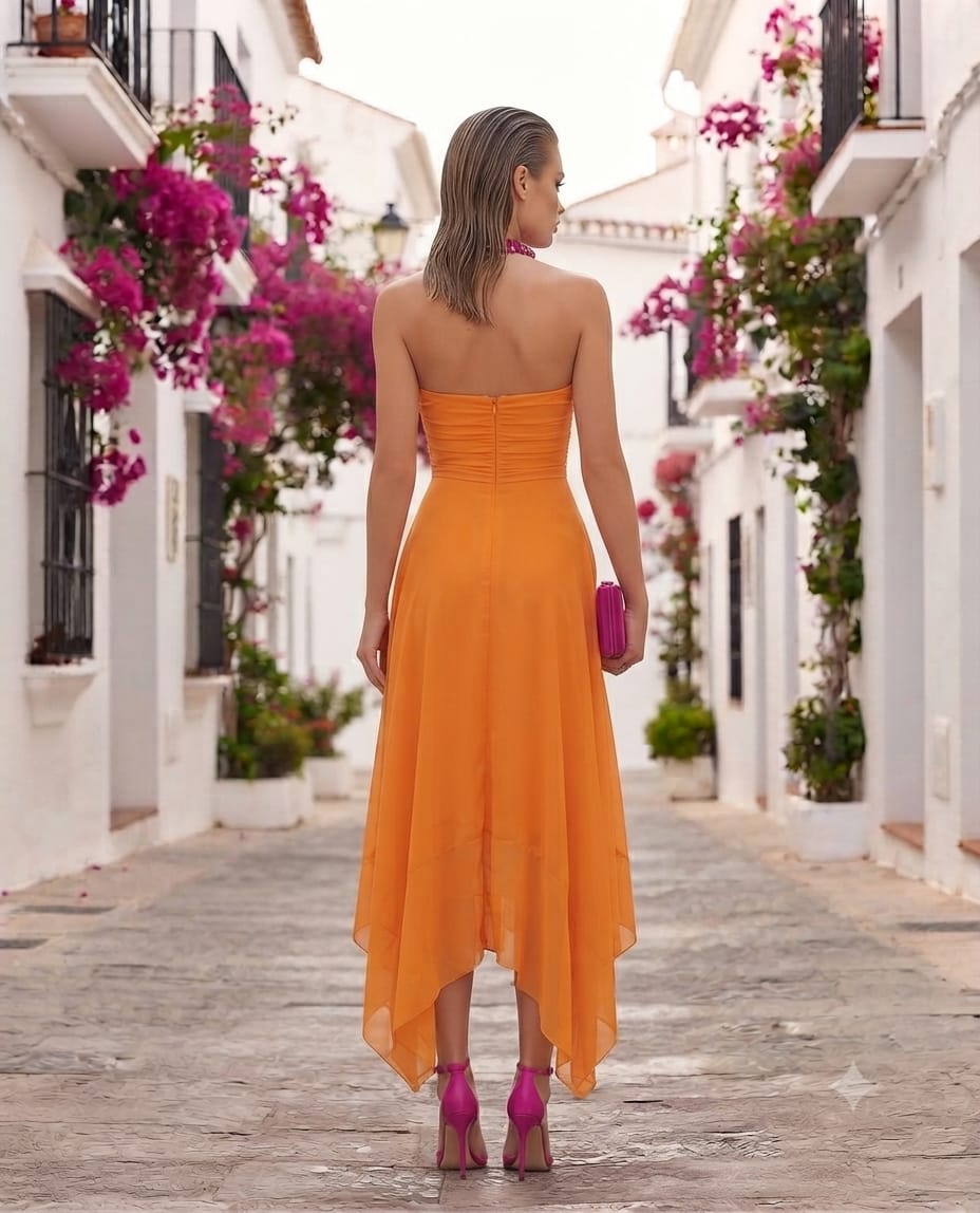 Vestidor strapless color mango
