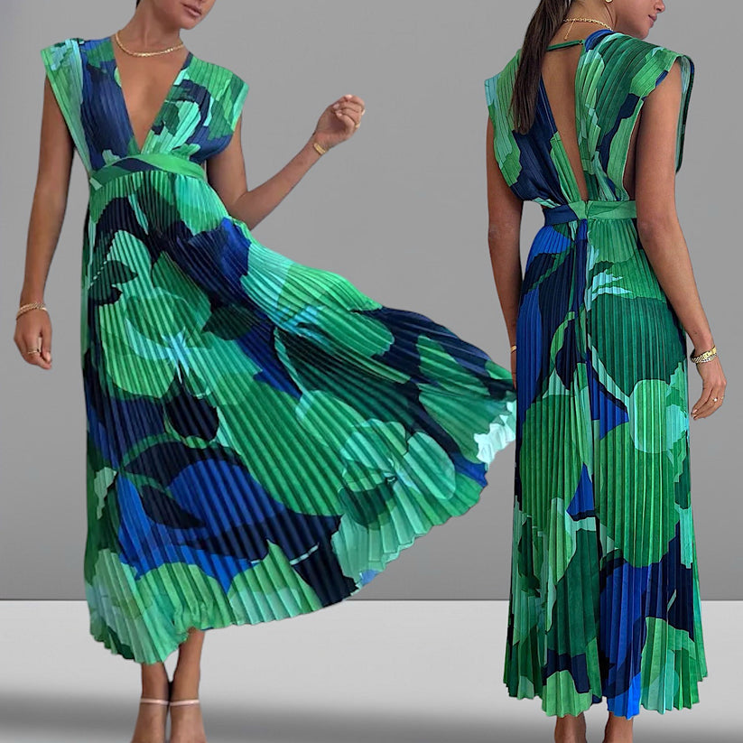 Vestido verde azul pisado