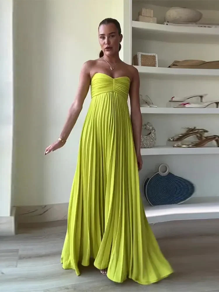 Vestido amarillo strapless