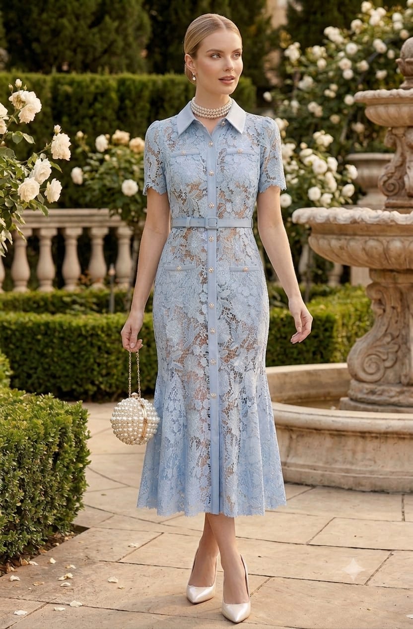 Vestido azul cielo manga corta