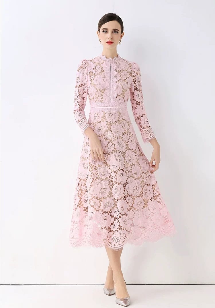 Vestido rosa palo midi recto