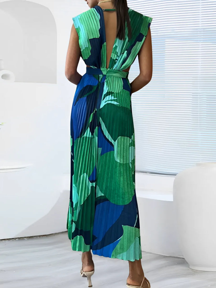 Vestido verde azul pisado