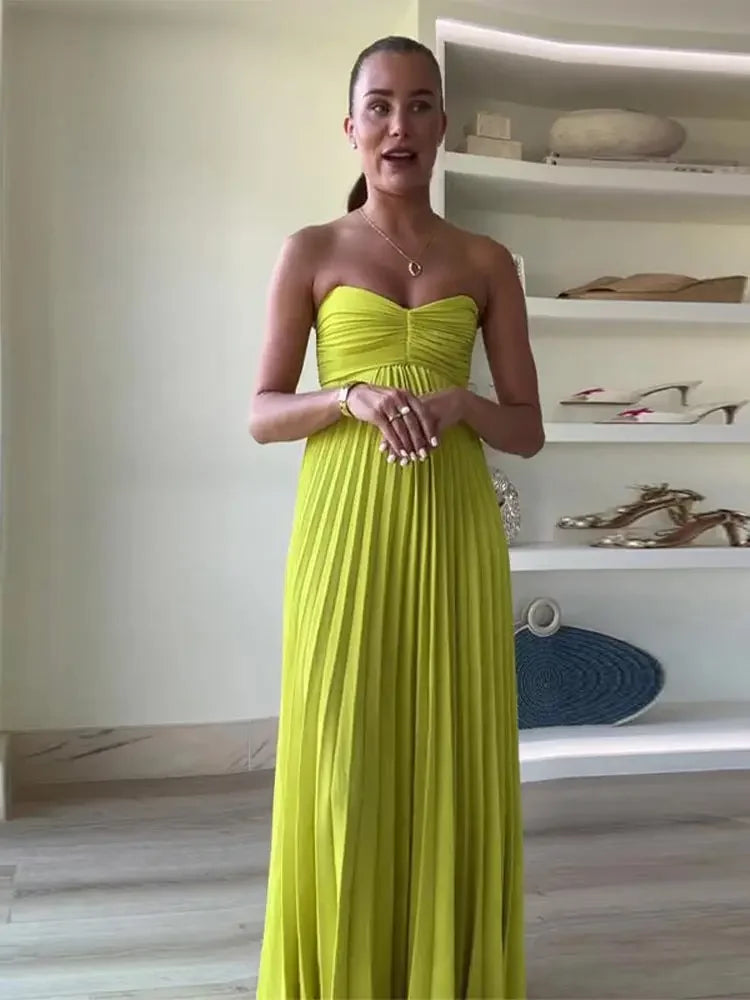 Vestido amarillo strapless