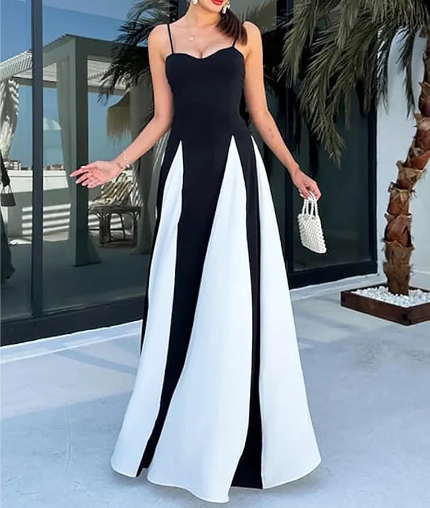 Vestido negro con blanco tirantes