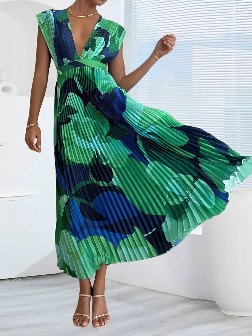 Vestido verde azul pisado