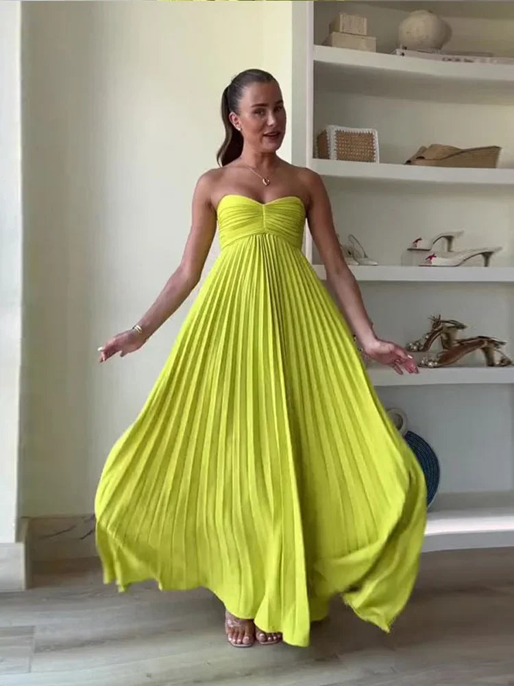 Vestido amarillo strapless