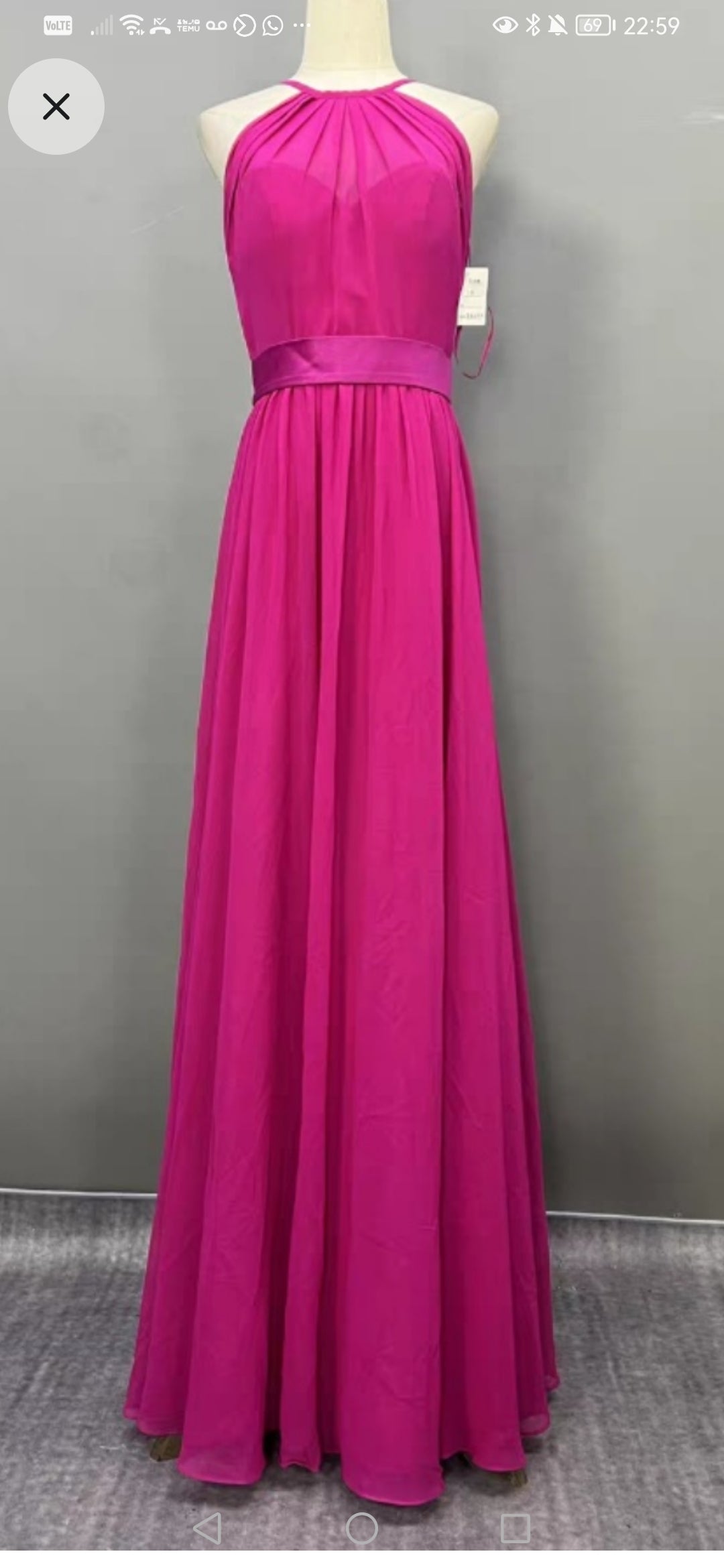 Vestido fiusha largo halter