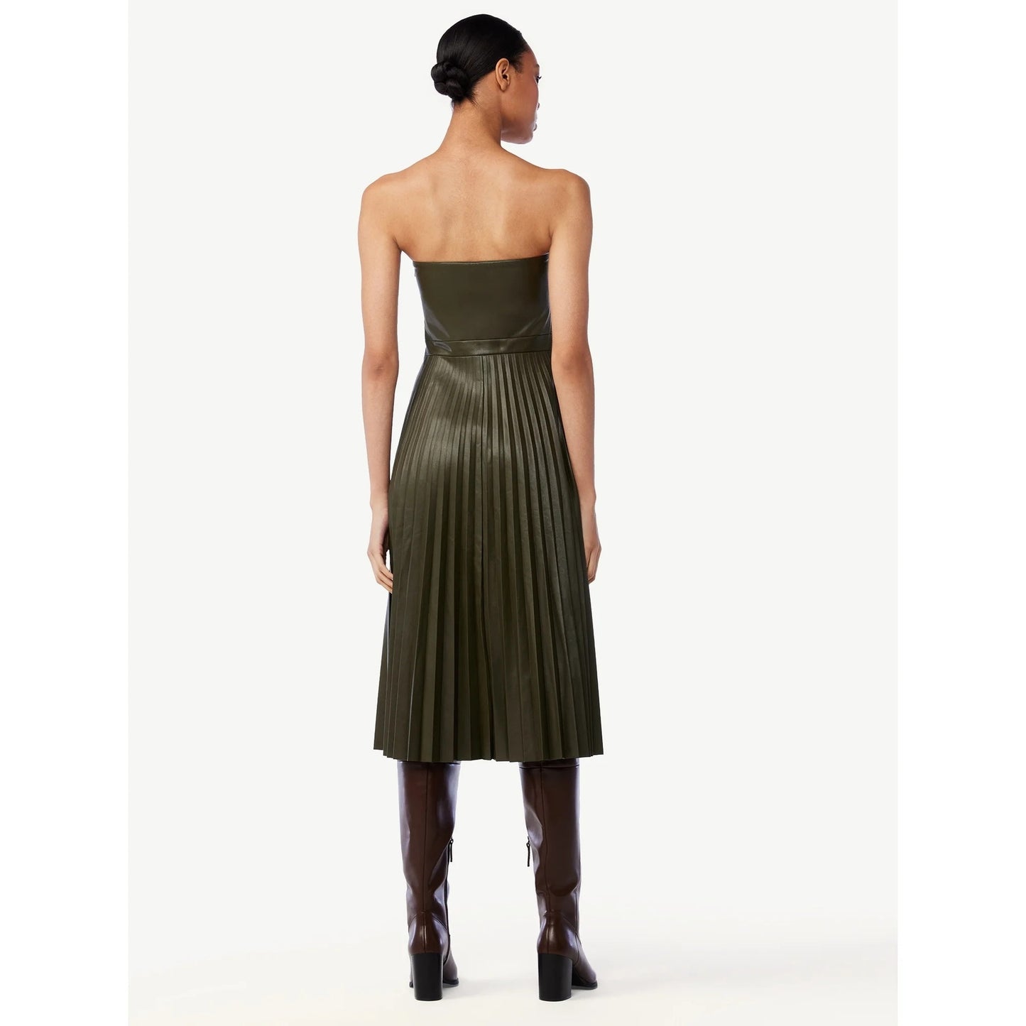 Vestido verde olivo vinipiel
