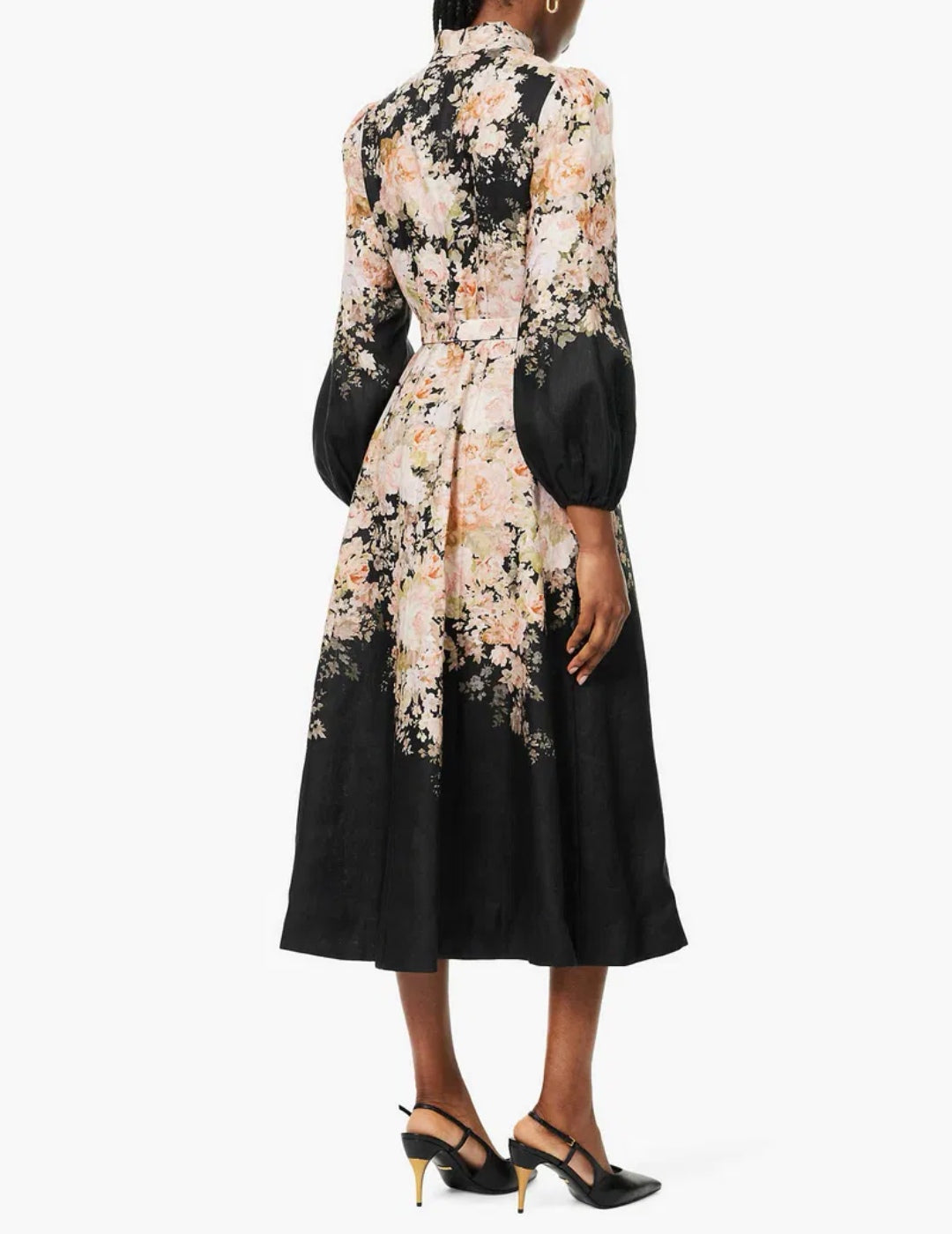Vestido Paola negro flores midi