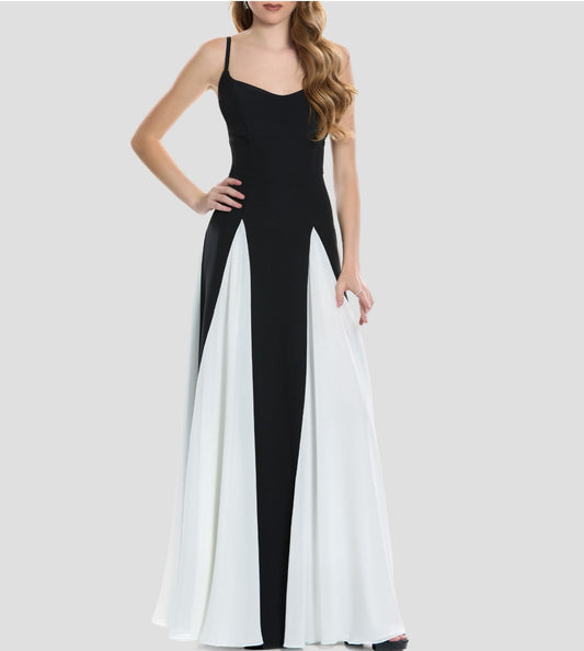 Vestido negro con blanco tirantes