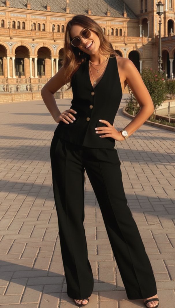 Conjunto chaleco y pantalón negro