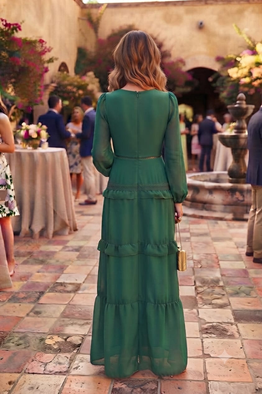 Vestido verde esmeralda boho