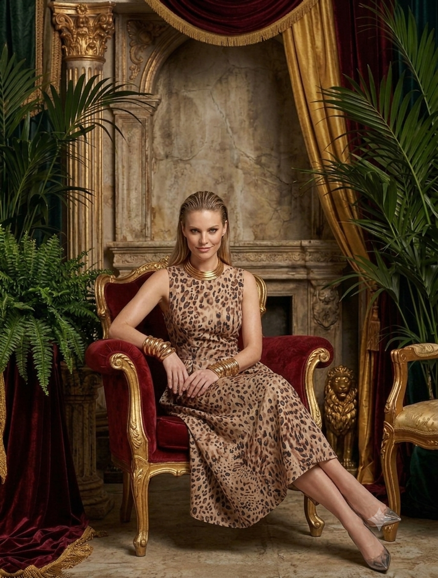 Vestido midi animal print