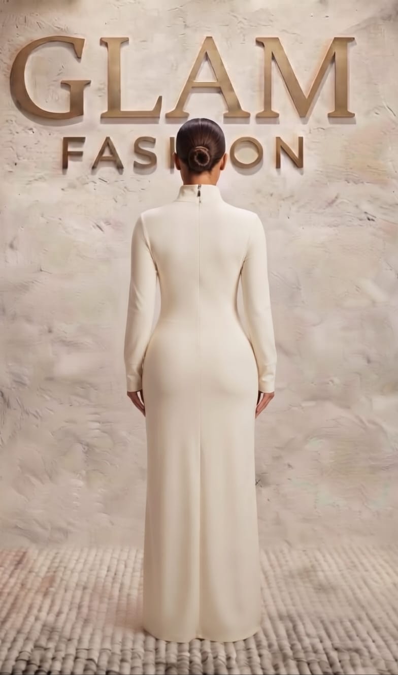 Vestido crema largo