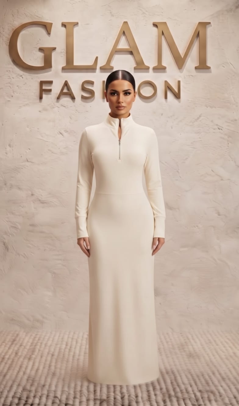 Vestido crema largo