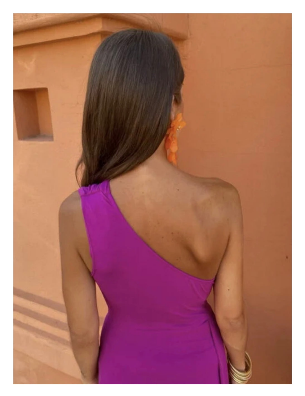 Vestido morado 1 hombro