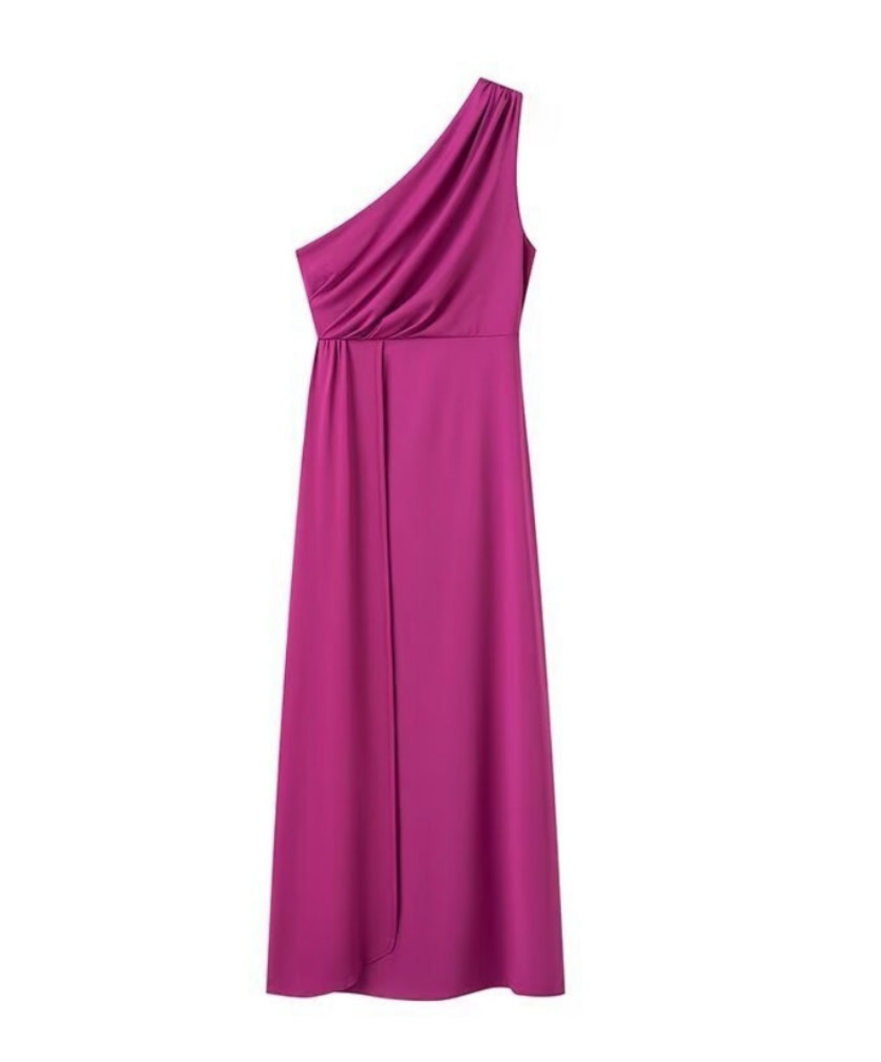 Vestido morado 1 hombro