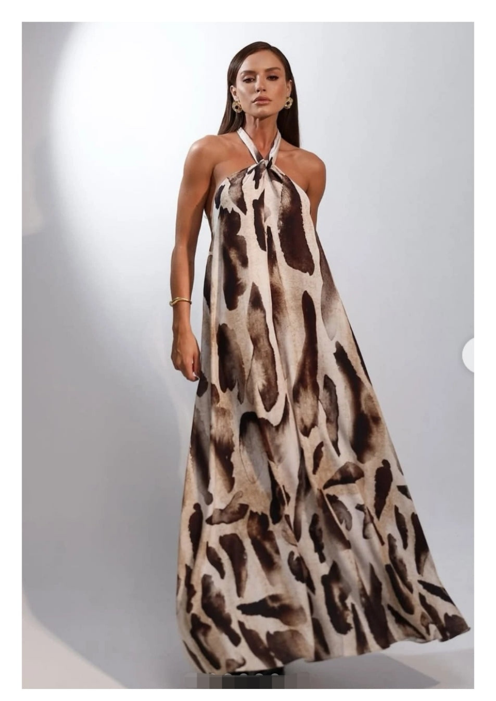 Vestido animal print halter largo