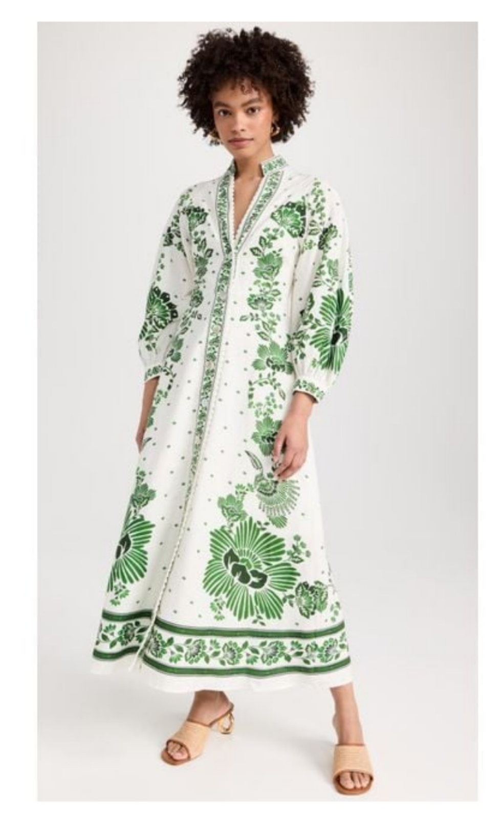 Vestido BOHO blanco verde