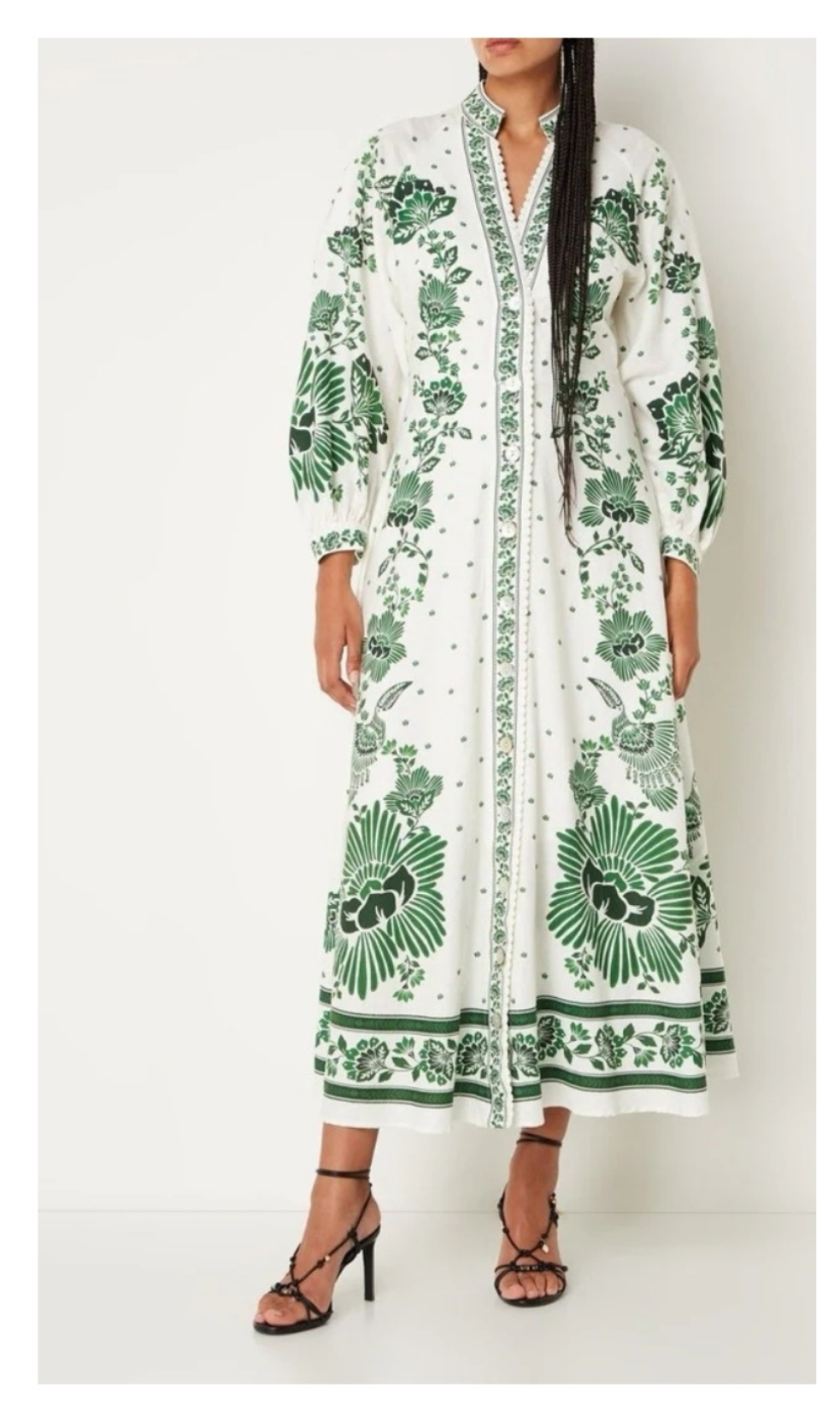 Vestido BOHO blanco verde