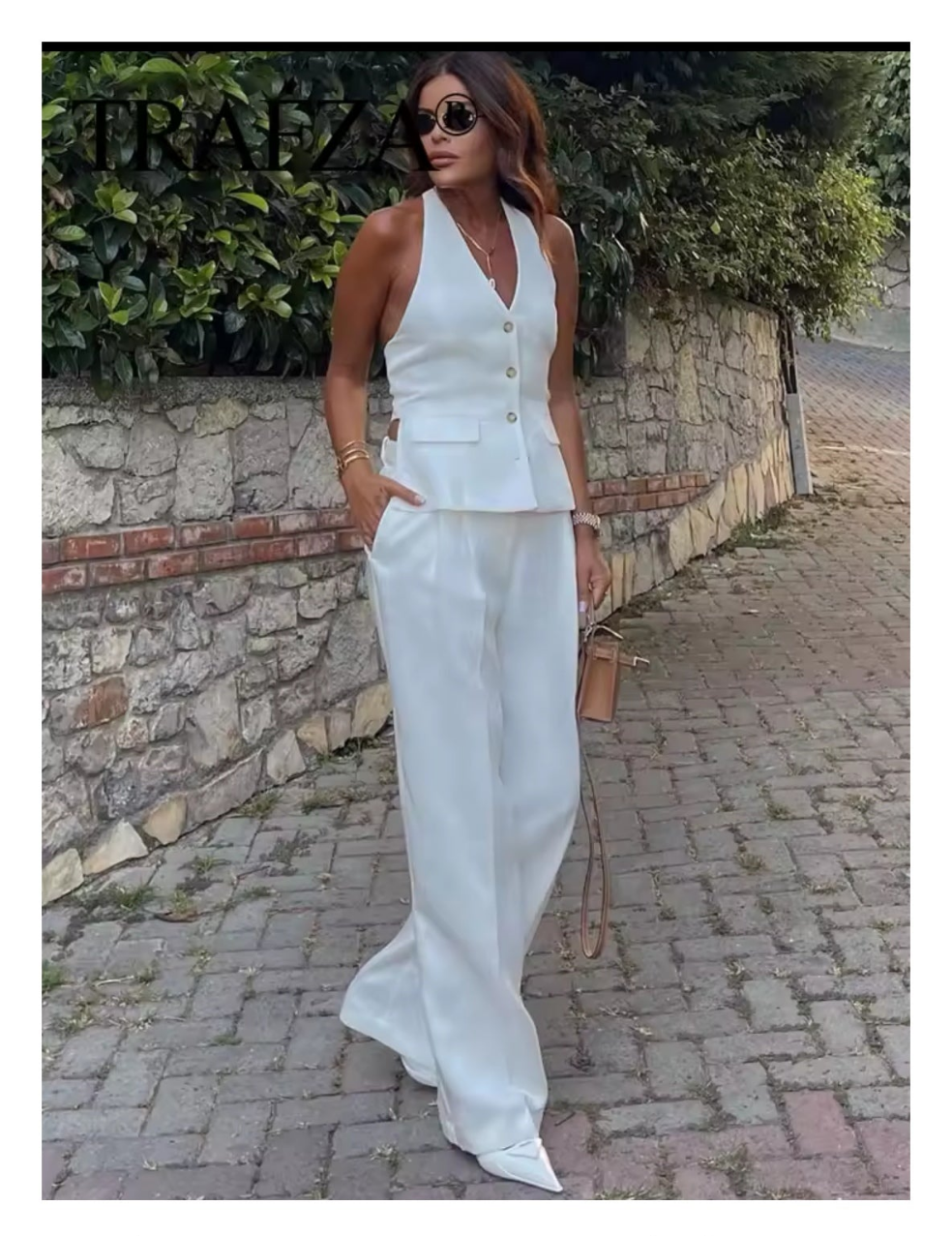 Conjunto chaleco y pantalón blanco