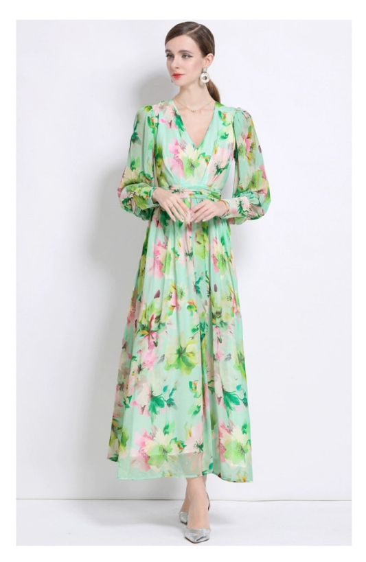 Vestido menta floreado