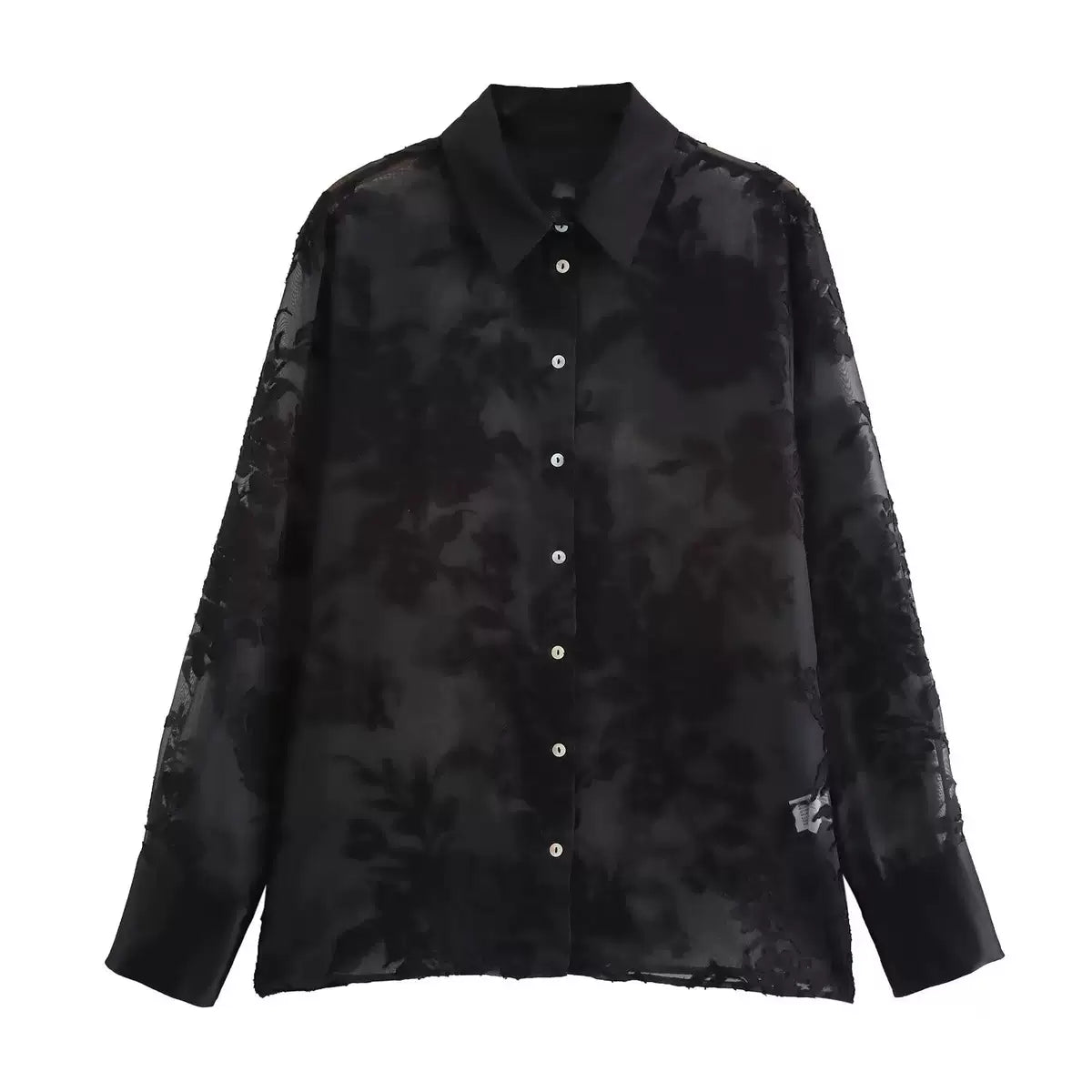 Camisa negra flor negra