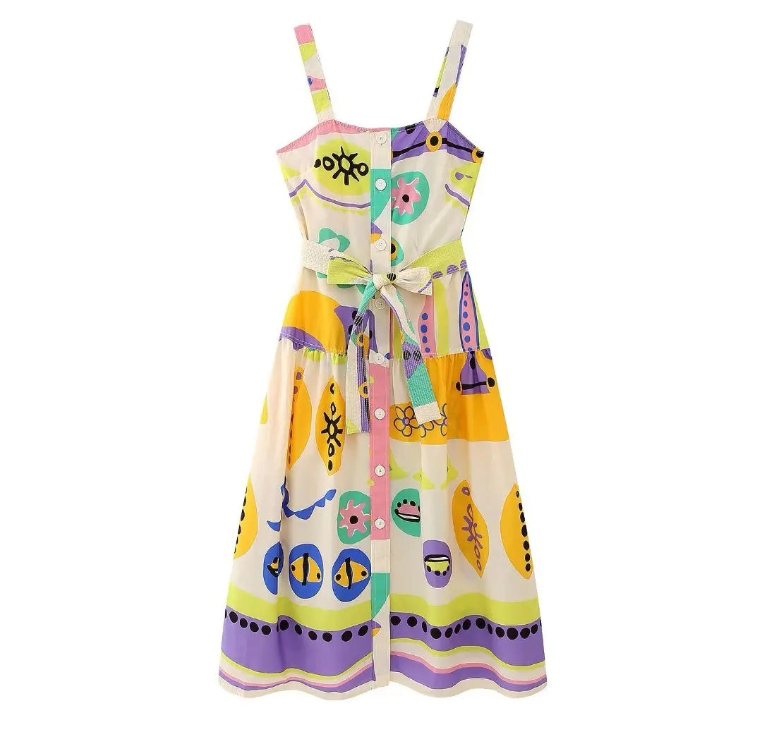 Vestido tirantes midi colores