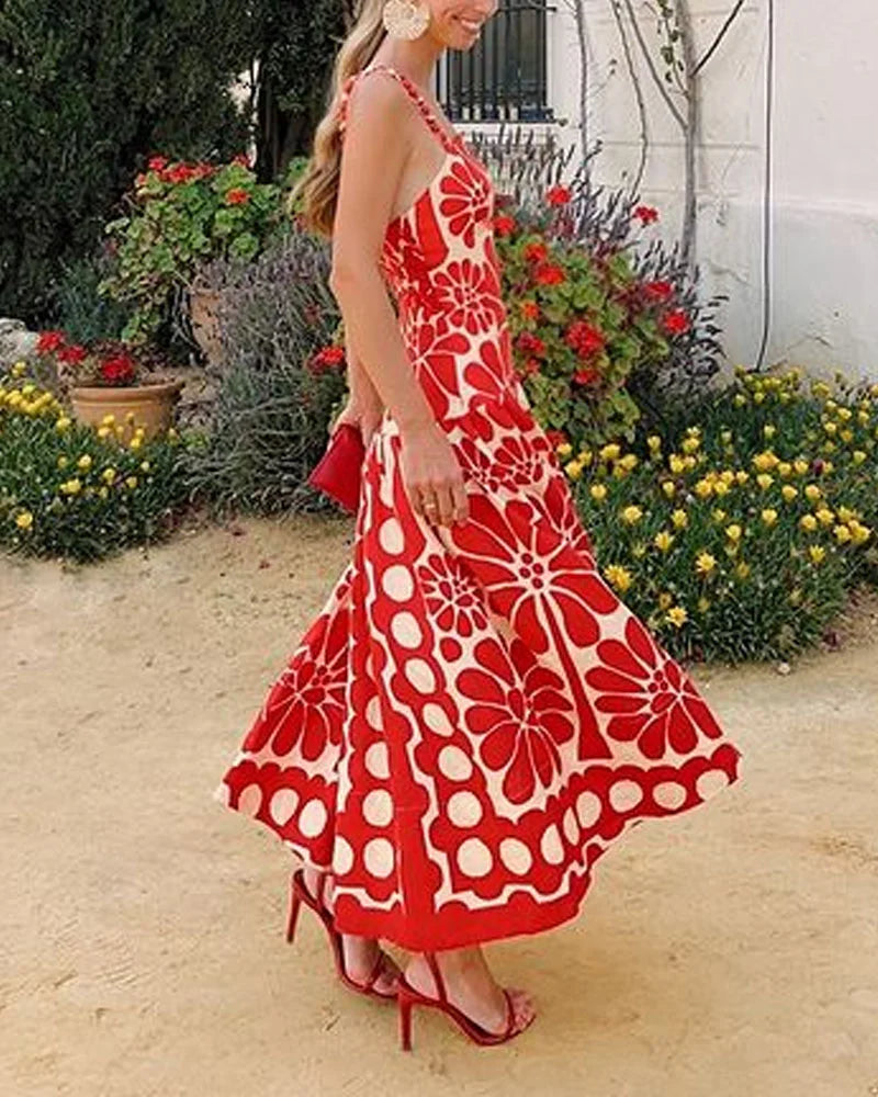 Vestido rojo tirantes midi